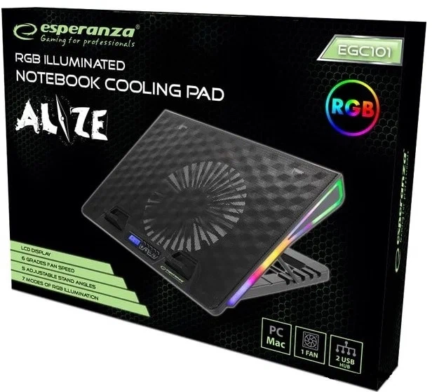 Podkładka chłodząca do laptopa Esperanza EGC101 Czarny/RGB - obraz 3