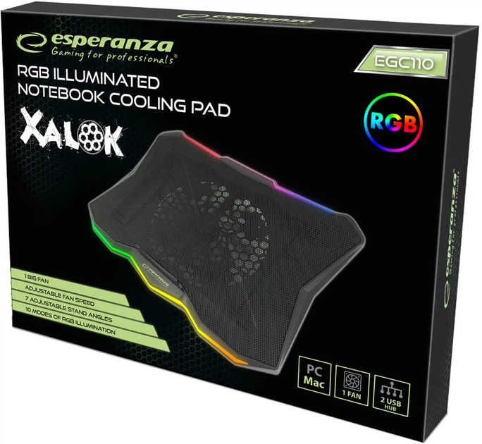 Podkładka chłodząca do laptopa Esperanza EGC110 Xalok czarna/RGB - obraz 7