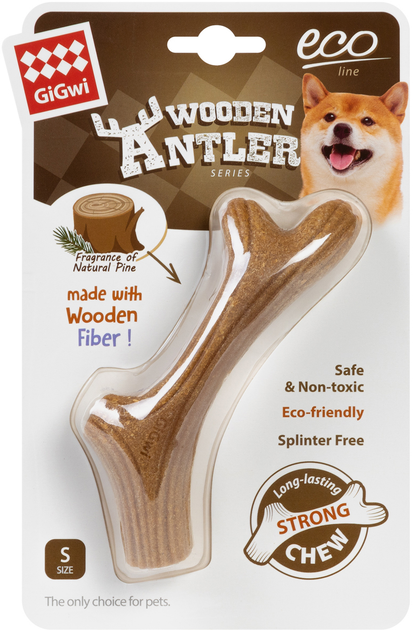 Іграшка для собак GiGwi Рог жувальний Wooden Antler S Коричневий (2340Collar) - зображення 2