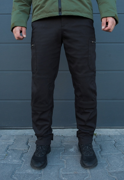 Утеплені тактичні штани на флісі XL чорні - зображення 1