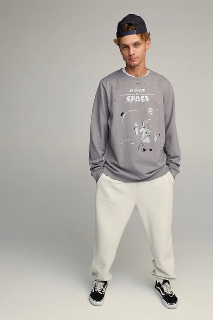 Світшот чоловічий OVERSIZE /no flis/ L сірий (BSMEG30006) - изображение 2