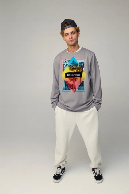 Світшот чоловічий OVERSIZE /no flis/ L сірий (BSMEG30013) - Фото 2 Світшот чоловічий OVERSIZE /no flis/ L сірий (BSMEG30013) - изображение 2