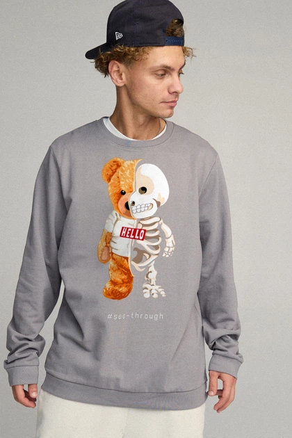 Світшот чоловічий OVERSIZE /no flis/ S сірий (BSMEG30019) - Фото 1 Світшот чоловічий OVERSIZE /no flis/ S сірий (BSMEG30019) - изображение 1