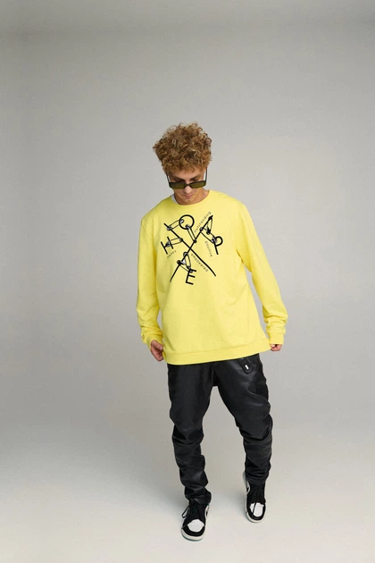 Світшот чоловічий OVERSIZE /no flis/ M Жовтий (BSMSY30002) - Фото 2 Світшот чоловічий OVERSIZE /no flis/ M Жовтий (BSMSY30002) - изображение 2