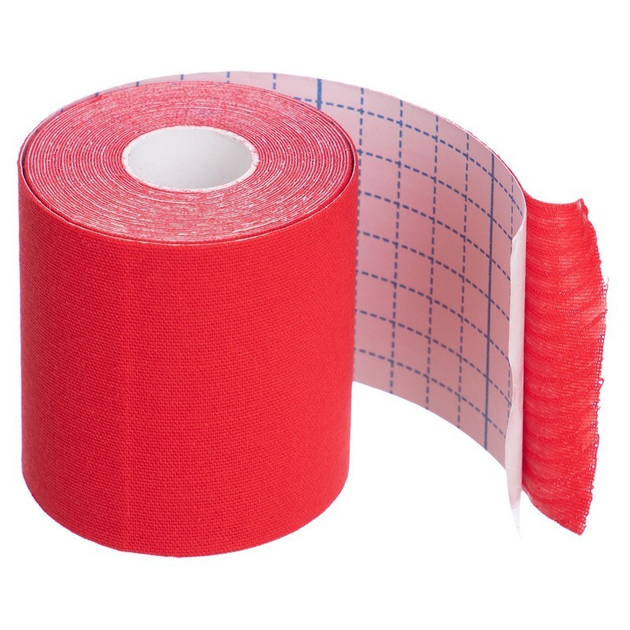Широкий кинезио тейп лента пластырь для тейпирования спины колена шеи 7,5 см х 5 м ZEPMA Красный (4863-7_5) - изображение 1
