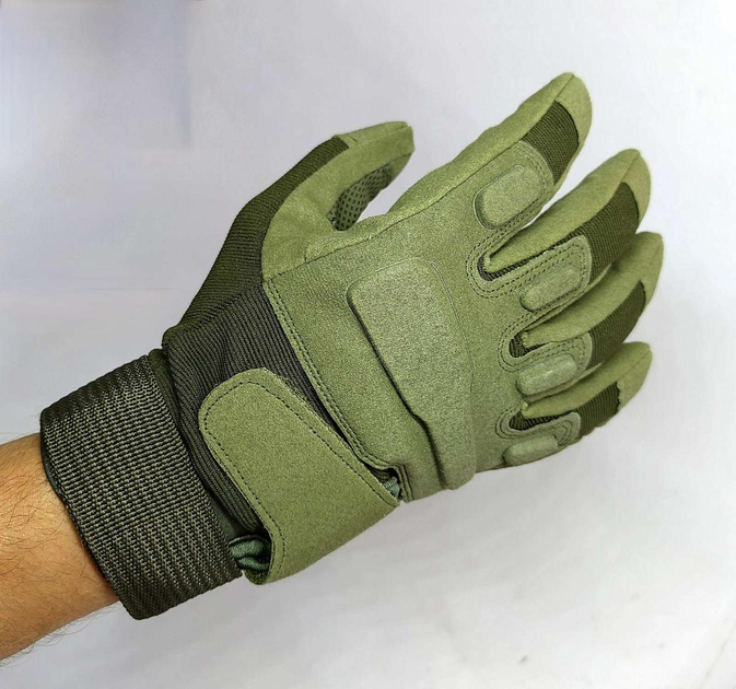 Перчатки тактические военные уличные М 20см зеленый - изображение 2