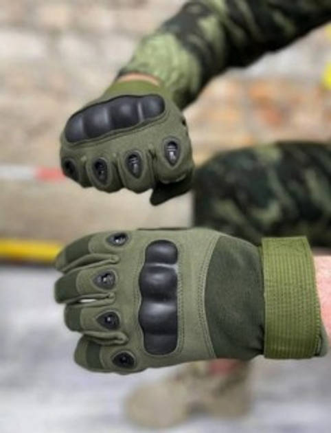 Тактичні рукавиці повнопалі оливкові - изображение 1