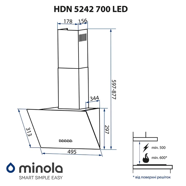 Вытяжка MINOLA HDN 5242 BL 700 LED - изображение 11