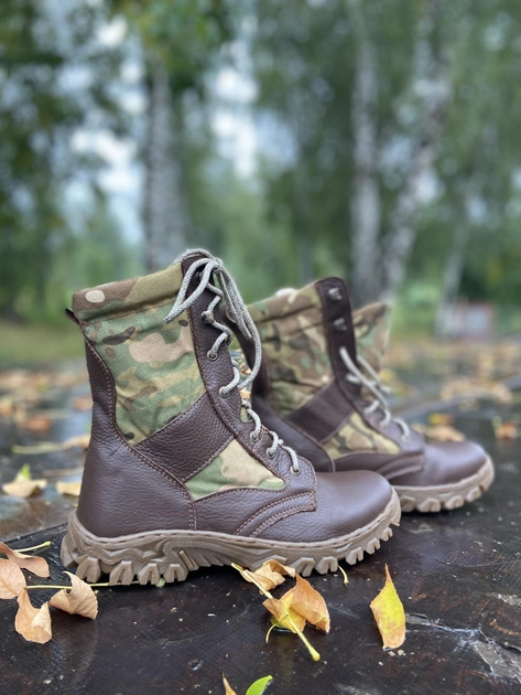 Берці осінні полегшені, взуття для військових KROK BО1, 40 розмір, коричневі, 01.40 - зображення 1