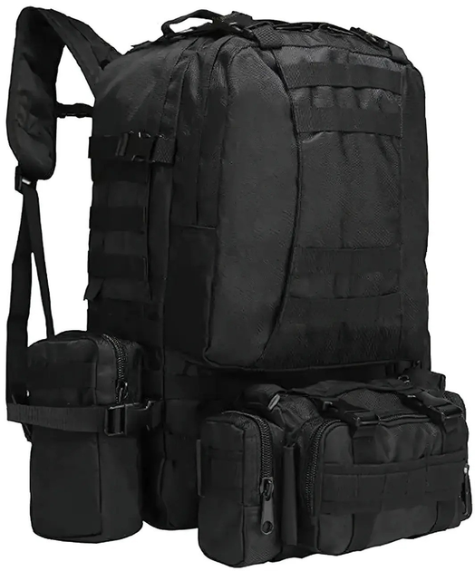 Чоловічий рюкзак тактичний з підсумками "B08 - Чорний" 55л, бойовий і туристичний рюкзак (VS7005340) - зображення 1
