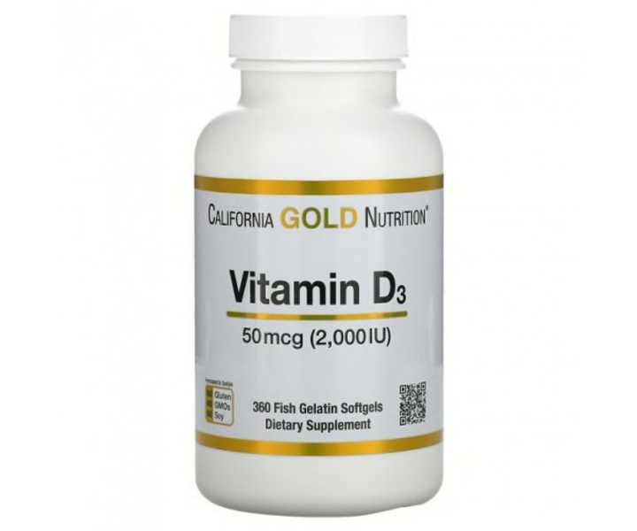 Витамин Д3 California Gold Nutrition (Vitamin D3) 50 мкг 2000 МЕ 360 ...