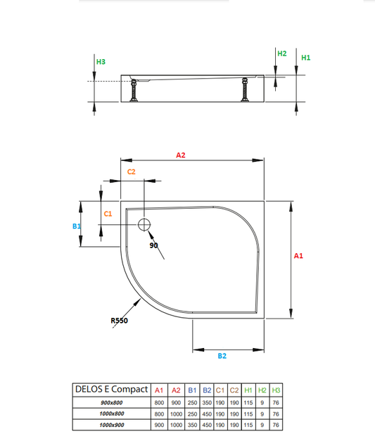 Душевой поддон RADAWAY Delos E Compact 100x80 правый SDE1080-05R - изображение 2