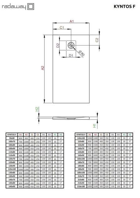 Душовий піддон RADAWAY Kyntos F 140x70 колір антрацит HKF14070-64 - зображення 2