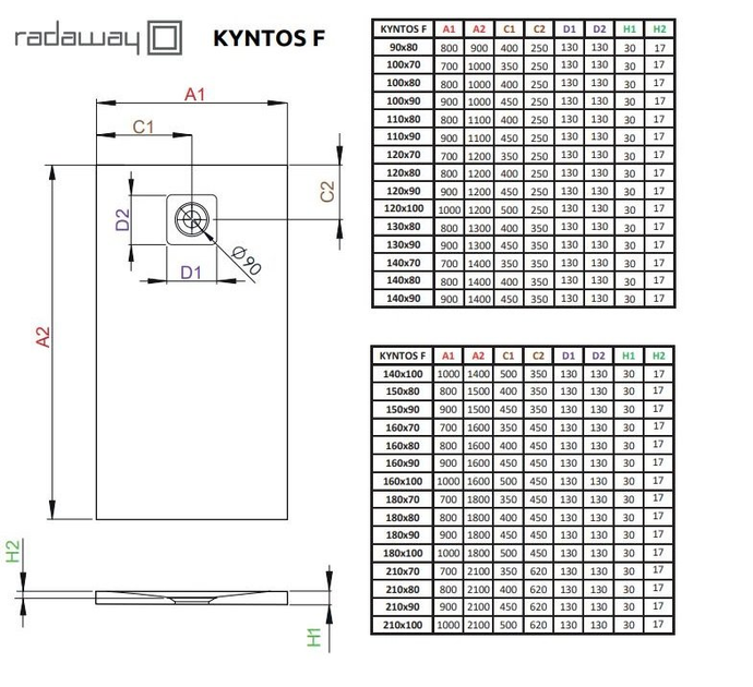 Душовий піддон RADAWAY Kyntos F 140x80 колір цемент HKF14080-74 - зображення 3
