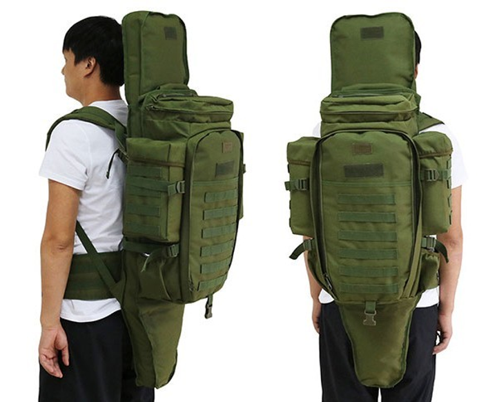 Рюкзак тактический армейский с отделением для оружия 9.11 для охоты и рыбалки хаки зеленый 70 л - изображение 2