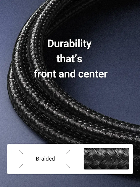 Інтернет кабель Ugreen Ethernet RJ45 Cat 7 High Speed ​​Braided Internet Cord мережевий шнур 10 м Black (NW150) - зображення 4
