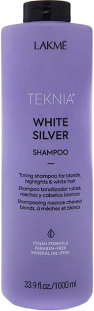 Акція на Шампунь для нейтралізації жовтого відтінку волосся Lakme Teknia White Silver Shampoo 1000 мл від Rozetka