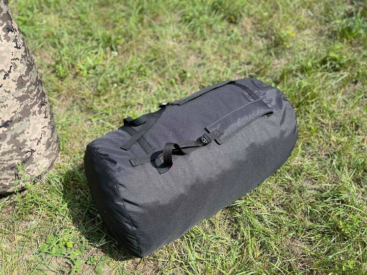 Сумка баул-рюкзак влагозащитный тактический армейский военный 120 л черный - изображение 2