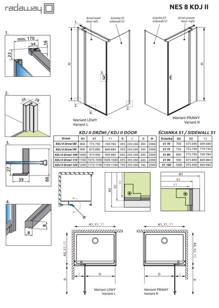 Душевая кабина RADAWAY Nes KDJ II 110x70x200 8мм 10086110-01-01L+10089070-01-01 - изображение 2