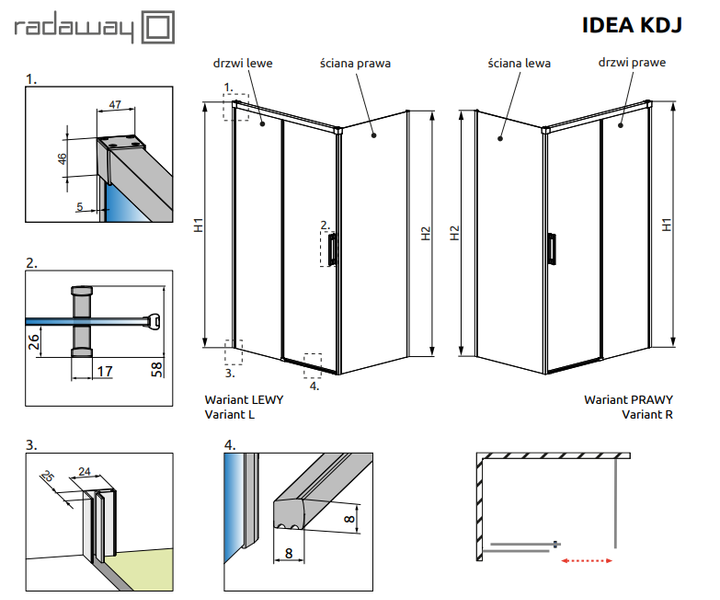 Душевая кабина RADAWAY Idea KDJ 150Rx70L 387045-01-01R+387048-01-01L в комплекте без поддона - изображение 3