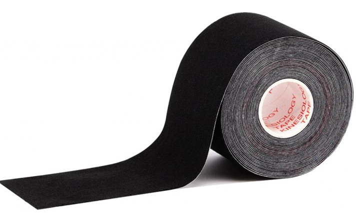 Кінезіо Тейп Kinesiology Tape 5см х 5м еластичний чорний пластир індивідуальна упаковка - зображення 2
