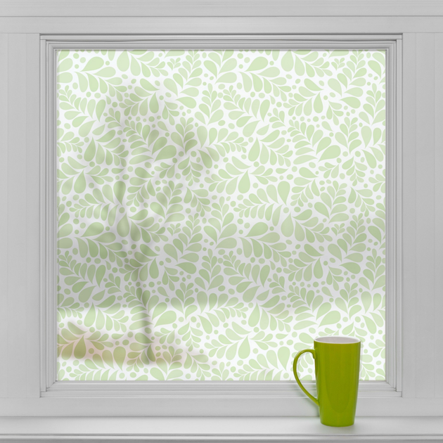  пленка на стекло самоклеющаяся Зеленые Листья декор окна .