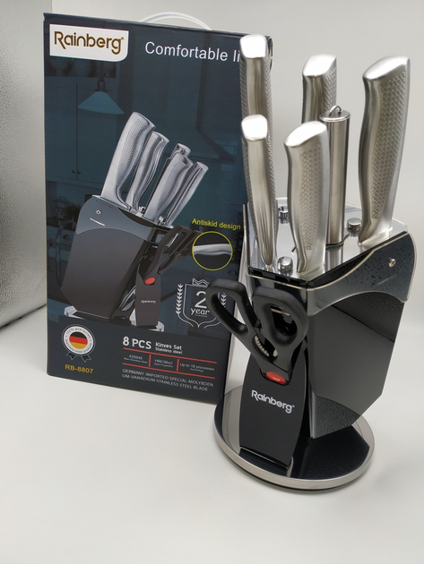 Набор кухонных ножей на 8 предметов Rainberg RB 8807 Черный - изображение 2