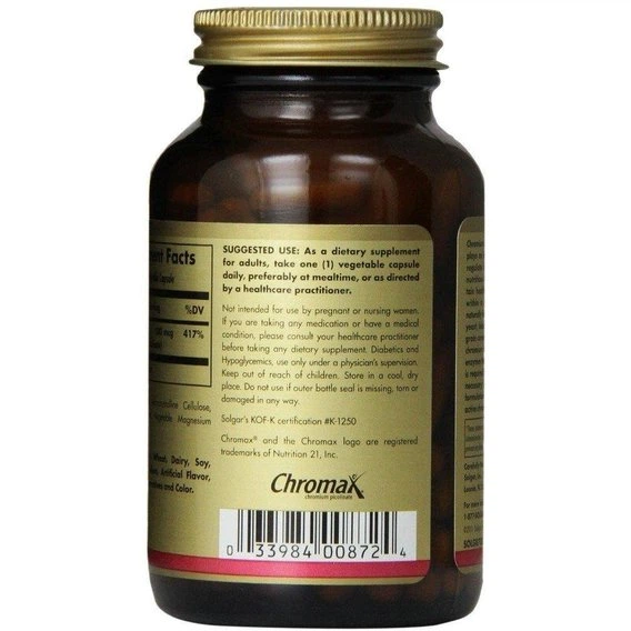 Микроэлемент Хром Solgar Chromium Picolinate 500 mcg 120 Veg Caps - изображение 2