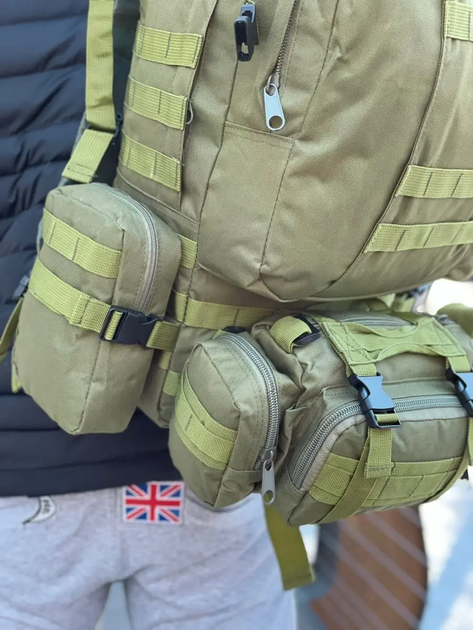Рюкзак тактический с подсумками Eagle B08 55 литр Green Olive - изображение 8