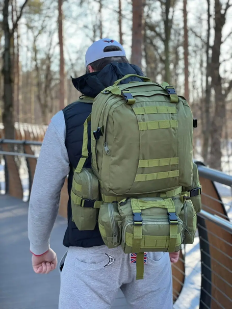 Рюкзак тактический с подсумками Eagle B08 55 литр Green Olive - изображение 9