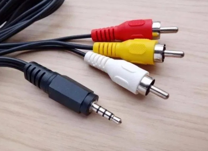 Аудіо відео кабель 3x RCA AV - 3.5мм джек, довжина 90см тюльпан-jack ...