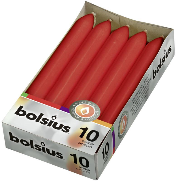 Столовые свечи Bolsius 170/20 10 шт Красные (8711711459101) – купить ...