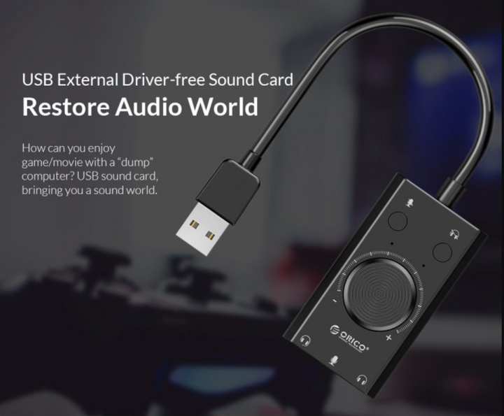 Звуковая карта Orico SC2-BK USB 2.0 внешняя стерео с регулятором громкости - изображение 3