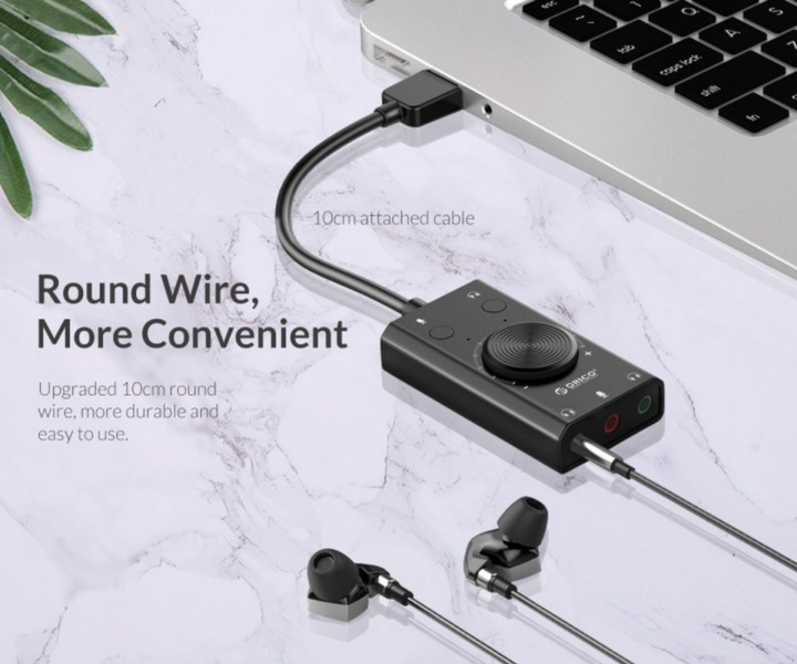 Звуковая карта Orico SC2-BK USB 2.0 внешняя стерео с регулятором громкости - изображение 8