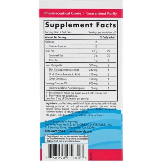 Масло вечерней примулы Nordic Naturals Omega Woman, With Evening Primrose Oil 830 mg 120 Soft Gels NOR-01780 - изображение 2