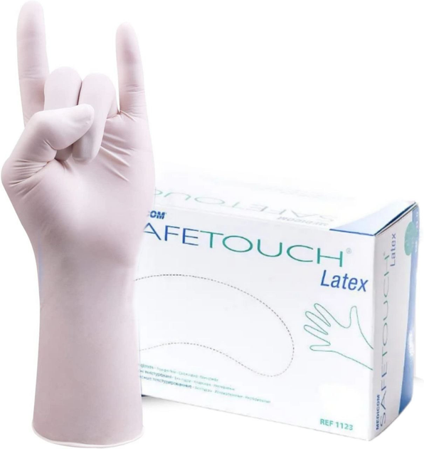 Латексні рукавички Medicom SafeTouch® Strong одноразові текстуровані без пудри розмір M 1000 шт. Білі (5,5 г.) - изображение 1