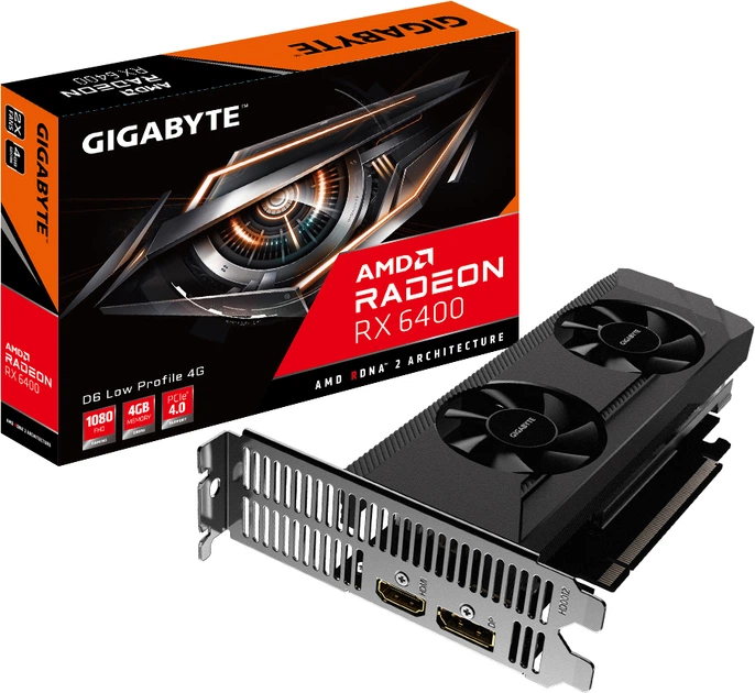 Видеокарта Gigabyte PCI-Ex Radeon RX 6400 D6 Low Profile 4G 4GB GDDR6 (64bit) (2321/16000) (HDMI, DisplayPort) (GV-R64D6-4GL) - изображение 6