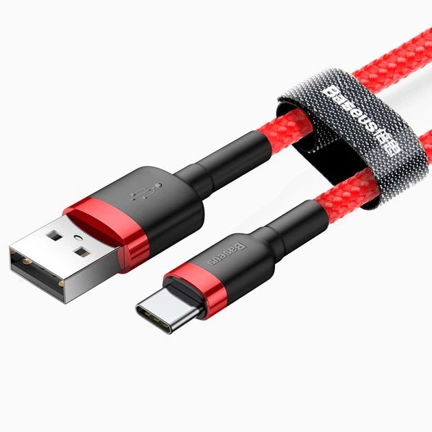 Кабель Baseus cafule cabel USB для Type-C 3A 0.5M (CATKLF-A09) Red+Red - Фото 2 Кабель Baseus cafule cabel USB для Type-C 3A 0.5M (CATKLF-A09) Red+Red - зображення 2
