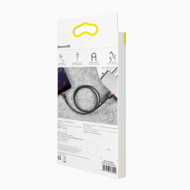 Кабель Baseus cafule cabel USB 2.4A 0.5M (CALKLF-A19) Red+Black - Фото 7 Кабель Baseus cafule cabel USB 2.4A 0.5M (CALKLF-A19) Red+Black - зображення 7