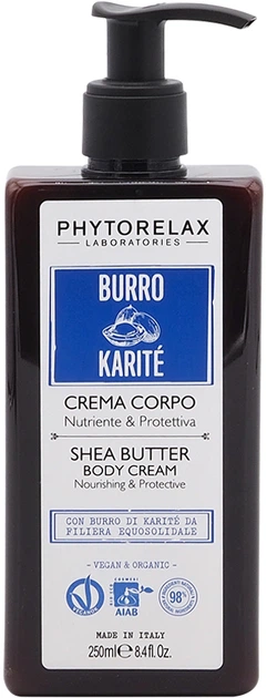 Крем для тіла живильний та пом'якшувальний Phytorelax Shea Butter Vegan & Organic 250 мл (8030976008795) - Фото 1 Крем для тіла живильний та пом'якшувальний Phytorelax Shea Butter Vegan & Organic 250 мл (8030976008795) - зображення 1