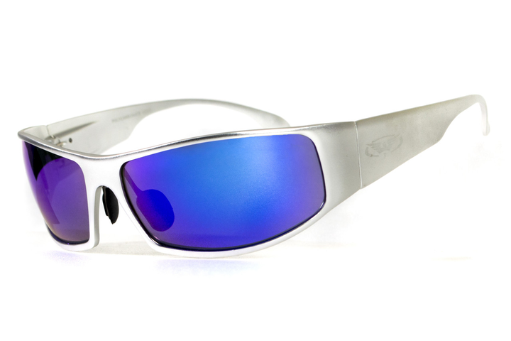 Очки защитные открытые Global Vision BAD-ASS-1 Silver (blue) синие зеркальные - изображение 1