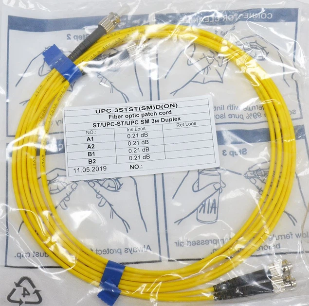 Патчкорд ST-UPC-ST-UPC SM, 1.0 м, Duplex - зображення 2