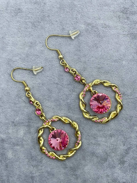 Серьги металлические розовые Золотой 9155 - изображение 4