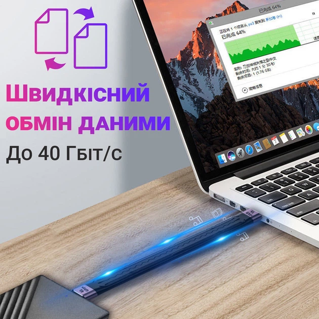 Кабель Type-C male to male 40 Gbps для синхронизации данных и зарядки Addap UC2UC-01, 100Вт, USB 4.0 (0118) - изображение 5