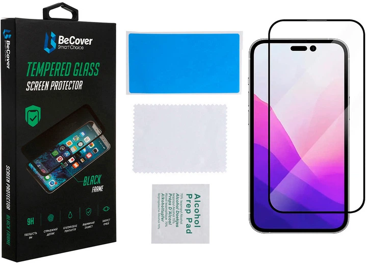 Защитное стекло для смартфона Apple iPhone 14 Pro Max BeCover Black (BC_707969) - изображение 4