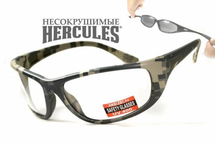 Очки защитные открытые Global Vision Hercules-6 Digital Camo (clear) прозрачные в камуфляжной оправе - изображение 1