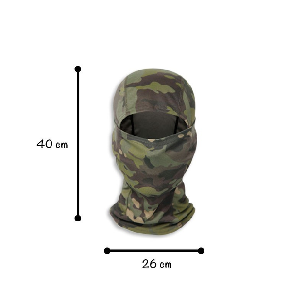 Балаклава для військових, вітрозахисний капюшон чоловічий, літній, колір зелений-камуфляж, TTM-05 A_1 №5 - зображення 2