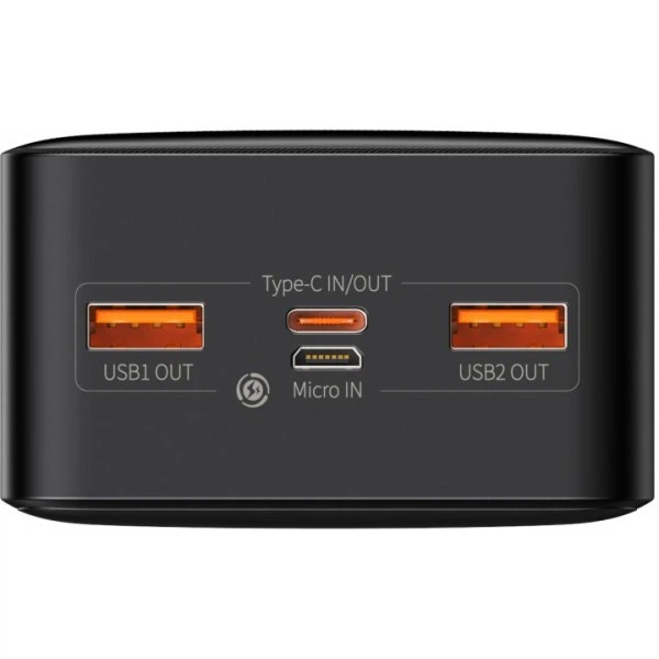 Повербанк портативное зарядное устройство Power Bank Baseus 30000 mAh premium 20W 3A c Led дисплеем Bipow Digital Display Black - изображение 5