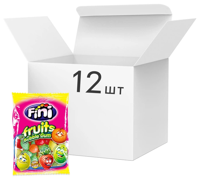 Упаковка жевательных резинок Fini Fruit Salad 90 г х 12 шт (8410525143397) - Фото 1 Упаковка жевательных резинок Fini Fruit Salad 90 г х 12 шт (8410525143397) - изображение 1
