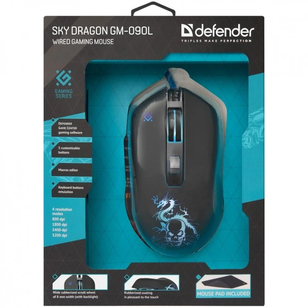 Мышка Defender Sky Dragon GM-090L Black (52090) - Фото 7 Мышка Defender Sky Dragon GM-090L Black (52090) - изображение 7